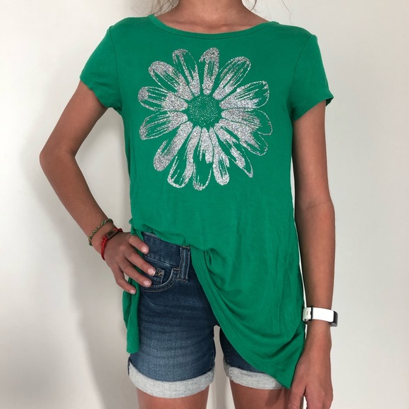 Girls Green Flower Shirt - Picture 3 of 7